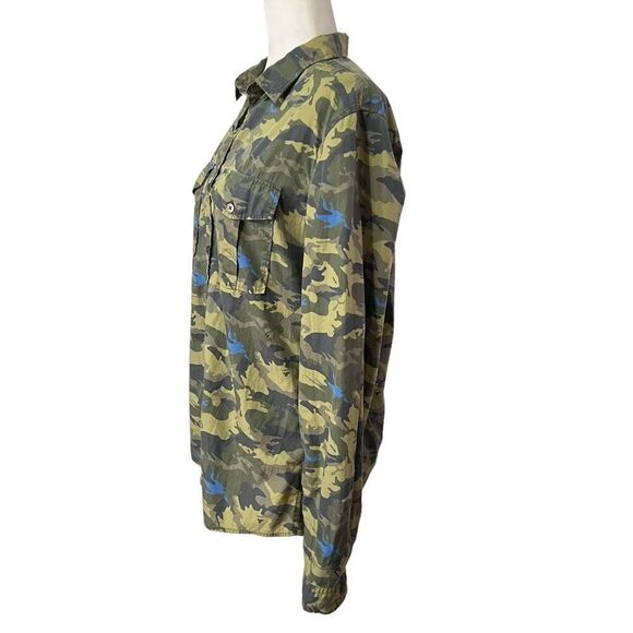 Zadig & Voltaire Iconic Green Camouflage Medium Print Long-Sleeve Button-Down To - Picture 6 of 12